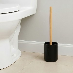 Evideco French Home Goods Stylish Toilet Brush and Holder Set with Natural Bamboo handle - 1 of 4