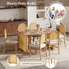 Farmhouse 7-Piece Dining Set, Distressed Solid Wood Table & Rattan Upholstered Chairs, Seats 6 for Dining Room-3irtyhousy - 3 of 4