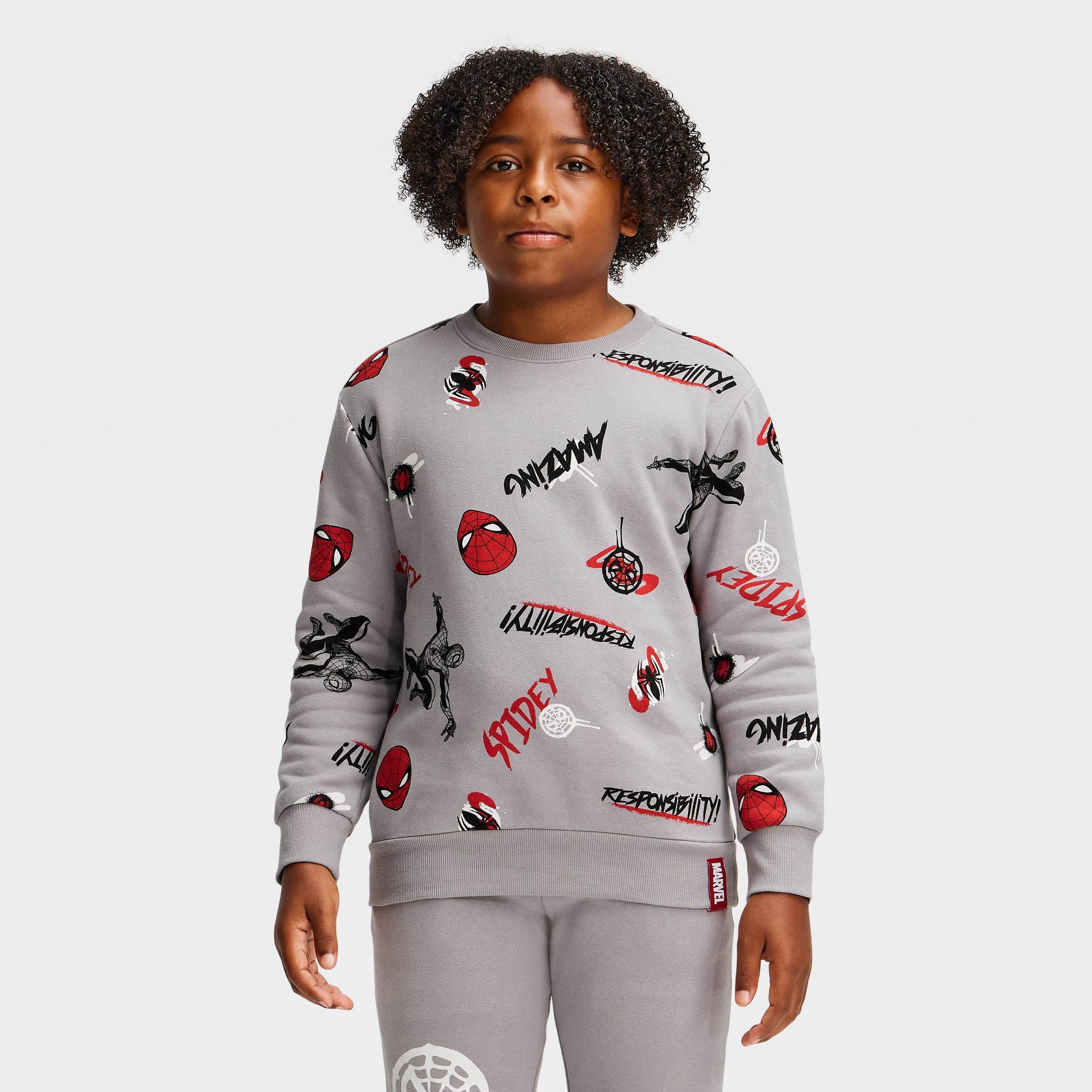 Boys' Marvel Spider-Man The Amazing Spidey Graphic Sweatshirt - Silver