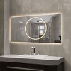 Whisen Smart Wall Mounted Bathroom Mirror, Touch Screen Anti-fog Mirror with 3 Colors and 6 level Dimmable, Horizontal - Antique Silver - 3 of 4