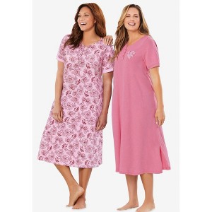 Dreams & Co. 2-Pack Long Henley Sleepshirt - 1 of 4