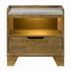 Royal Hampton Nightstand with LED, 1 Drawer and Open Cubby, Farmhouse Aspen Brown - 4 of 4