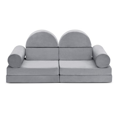 INFURNIC Sofas 10 Pieces Modular Kids Play Sofa Versatile Convertible Design for Playroom Bedroom Fun, Gray, 56"*28"*26"