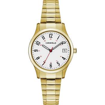 Caravelle designed by Bulova Ladies' Traditional Easy Read Band Watch, 3-Hand Date