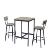 Oversart Bar Table Set with 2 Bar stools PU Soft seat with backrest, Grey, 23.62" W x 23.62" D x 35.43" H - 4 of 4