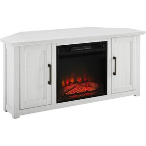 HomeStock 11 in. Freestanding Wood Smart Electric Fireplace TV Stand in White with sturdy wood-look design - 1 of 4