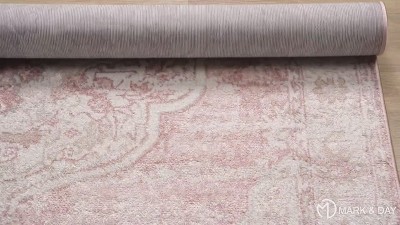 Bethlehem Pink and White Synthetic Fur Rectangular Area Rug
