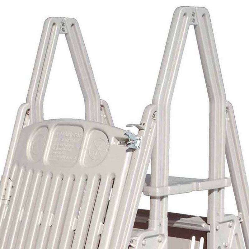 Vinyl Works GE Deluxe Adjustable A Frame Above Ground Pool Ladder w/ Gate, Taupe, 5 of 6