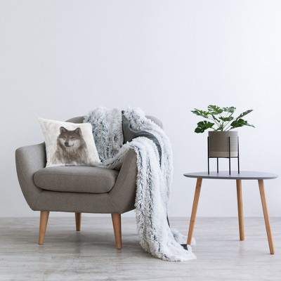 Woodland Wolf Abstract Fir Tree Forest Square Pillow