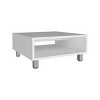 FURNIinspire Coffee Tables Modern Square Coffee Table, Side Table, Living Sofa Table With Open Storage For Home, Office, White, 23.6"*23.6"*10.6" - 2 of 4