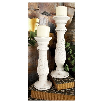 Elegant White Mango Wood Candle Lantern Trio, 18" Height