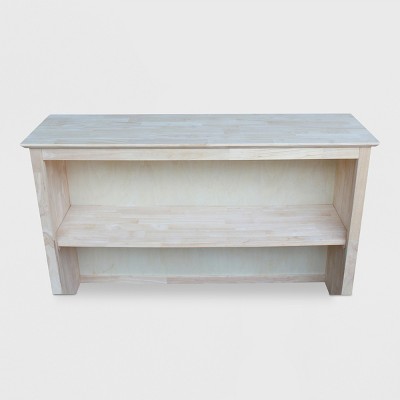 Unfinished Solid Wood Office Hutch with Butcher Block Surface