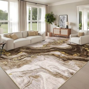 Washable Modern Abstract Rug Non Slip Low Pile Rug Soft Throw Floor Cover Foldable Indoor Carpet for Living Room Bedroom Playroom Nursery - 1 of 4