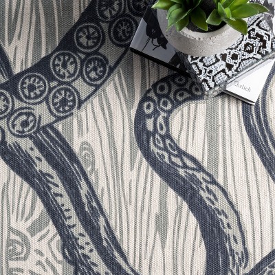 Ivory Cotton Flat-Woven Octopus Tassel Area Rug, 5' x 8'