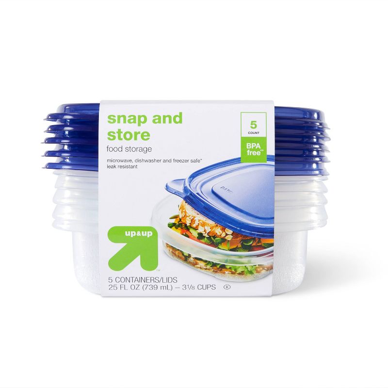 Snap and Store Small Square Food Storage Container - 5ct/25oz - up &#38; up&#8482;, 1 of 4