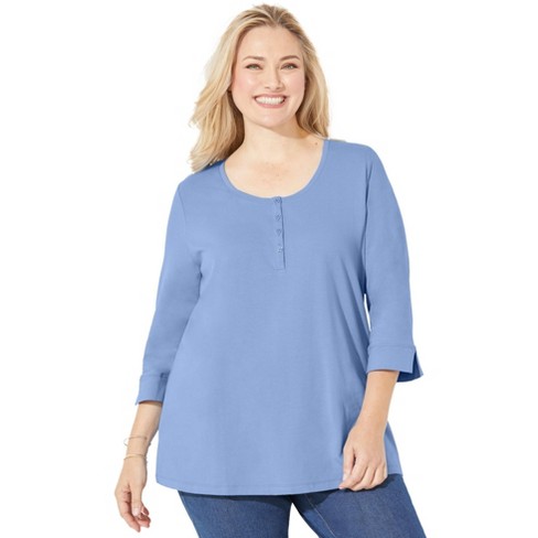 Catherines Women's Plus Size Liz&me® Knit Henley Top : Target