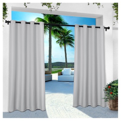 Set of 2 (108"x54") Outdoor Solid Cabana Grommet Top Light Filtering Curtain Panel Light Gray - Exclusive Home: Patio Use