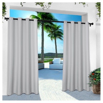 Set of 2 (108&#34;x54&#34;) Outdoor Solid Cabana Grommet Top Light Filtering Curtain Panel Light Gray - Exclusive Home