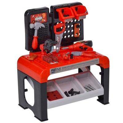 Qaba 68 Pcs Kids Tool Bench, Foldable Pretend Workbench Toy Tool Set, Power  Tools Workshop With Electric Drill For Toddler 3 To 6 Years Old : Target