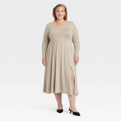 Long Sleeve Knit Ballet Maxi Dress ...