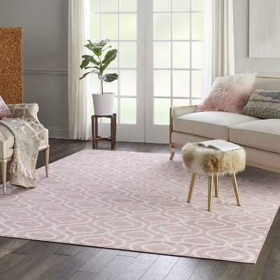 Moroccan Trellis Pink Viscose 8' x 10' Easy-Care Area Rug