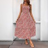 Coolmee Womens Summer Midi Dress Square Neck Sleeveless Floral A-line Casual Sundress Travel Vacation - 3 of 4