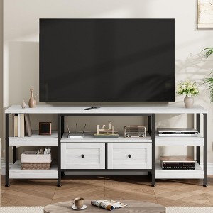 Modern TV Stand with 2 Fabric Drawers, Wooden Entertainment Center with Open Shelves, Media Console Cabinet for Living Room Bedroom - 1 of 4
