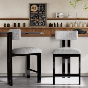 Christopher Knight Home Modern 26.5" Faux Wood Finish Upholstered Counter stools with Low Back (Set of 2) - 1 of 4