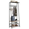 4-in-1 Entryway Hall Tree with Coat Rack, Shoe Bench & Hooks, Industrial Metal Frame Organizer - 3 of 4