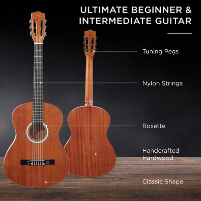 Natural Mahogany 6-String Acoustic Guitar with Nylon Strings