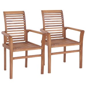 vidaXL Stacking Dining Chairs 2 pcs Solid Teak - 1 of 1