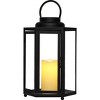 14 Hexagonal Candlelit Iron Lantern with LED Lights Black/White - Alpine Corporation