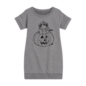- Garfield - Boo Pumpkin Graphic Short Sleeve Fleece Dress - 1 of 4