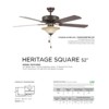 Concord Fans Heritage Square 52" 5 Blade Ceiling Fan with Light Kit, Oil Rubbed Bronze Finish with Oil Rubbed Bronze Blades, Antique Amber Scavo Glass - 2 of 2