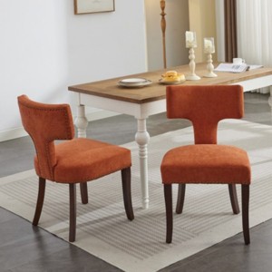 Mid-Century Modern Upholstered Dining Chairs Set of 2, Armless Chairs with Backrest and Metal Legs for Dining Room or Kitchen – The Pop Home - 1 of 4