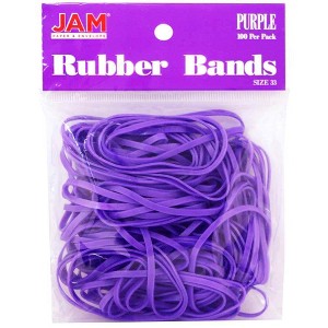 JAM Paper 100pk Colorful Rubber Bands - Size 33 - Purple - 1 of 4