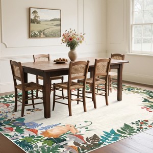2x6FT Modern Washable Area Rug, Jungle Animal Print Nursery Bedroom Rug with Non Slip Backing, Low Pile Stain Resistant Floor Carpet, Black - 1 of 4
