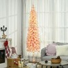 Aghana Digitals 7ft Pink Pencil Christmas Tree with 250 Warm White LED Lights, Snow-Sprayed - 2 of 4