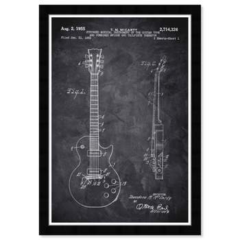 Wynwood Studio 15"x21" Gibson Les Paul Guitar 1955 Chalkboard Wall Art Black Frame