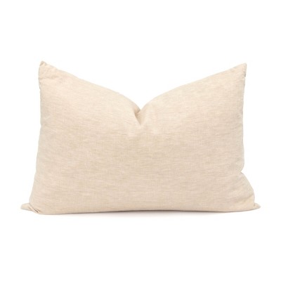 French Linen Beige Lumbar Decorative Throw Pillow 22" x 15"