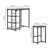 FurnitureR Dining Table Set for 2, 3-Piece Rectangular Bar Table for 2 Person with 3-Tiers Side Storage Shelves and Stools, Brown - 2 of 4