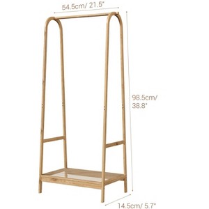 Clothing Rack with Storage Shelf - Bamboo Freestanding Garment Rack for Hanging Clothes, Heavy Duty Clothes Organizer - 1 of 4