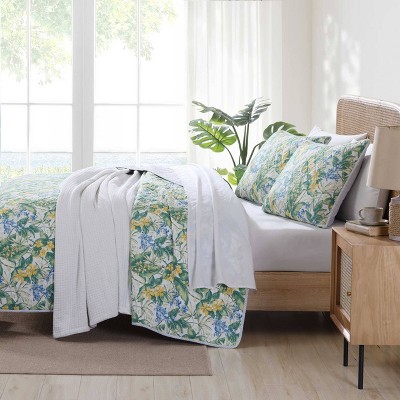 Blue Cotton Reversible Full Quilt Set