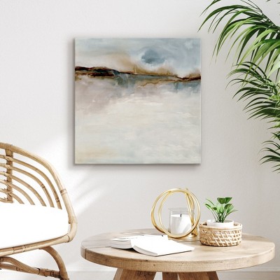 Americanflat 16x16 Canvas Wall Art Featuring Beige, Brown, Blue and White Tones - Gallery Wrap - Landscape Wall Art