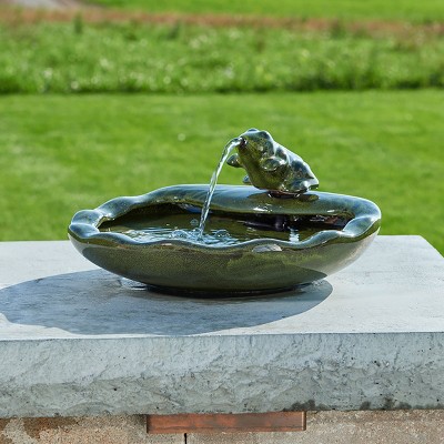 Smart Solar 22300R01 Outdoor Solar Powered Ceramic Frog Fountain with Low Voltage Water Pump and 10 Foot Cable