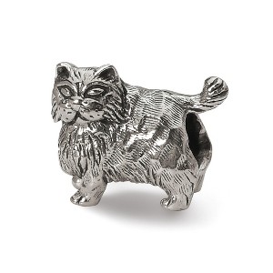 Black Bow Jewelry Sterling Silver Persian Cat Bead Charm - 1 of 4