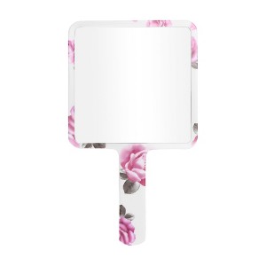 Unique Bargains Floral Square Cosmetic Mirror White Purple 1 Pc - 1 of 3