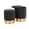 Marla Contemporary Nesting Ottoman Set in Gold Metal and Black Fabric by LumiSource - 3 of 4