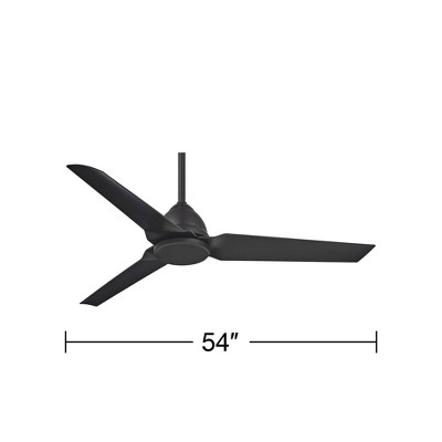 54" Coal Black 3-Blade Ceiling Fan with Remote Control
