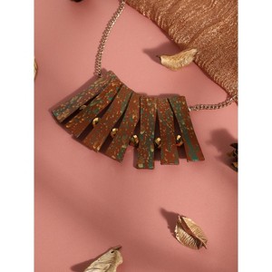 SOHI Women's Russet Brown Party Stone Statement Necklace - 1 of 4